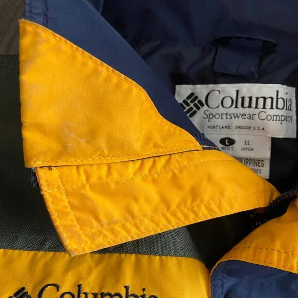 COLUMBIA 'BUGABOO' JACKET NAVY GREEN YELLOW SIZE LARGE PREOWNED - Picture 15 of 16